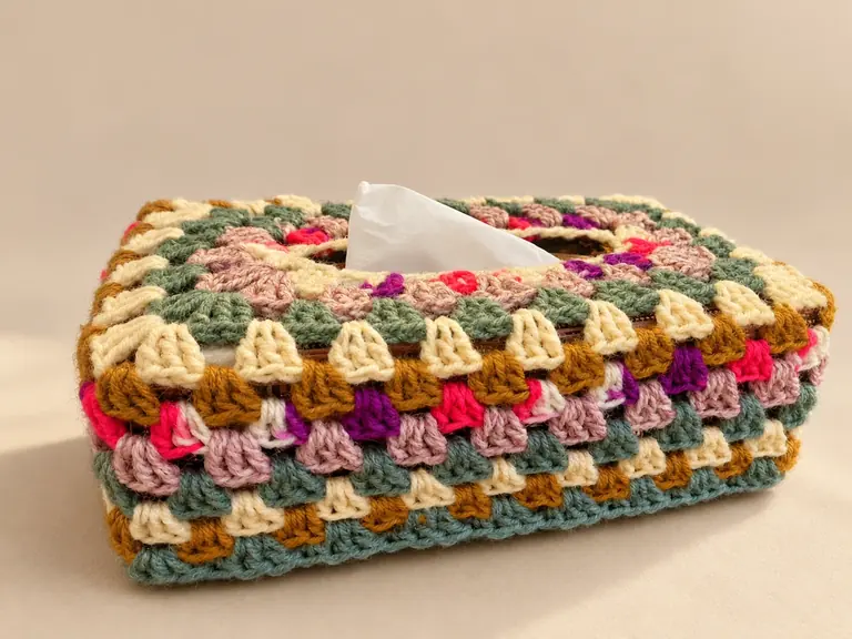 Granny-square tissue cover