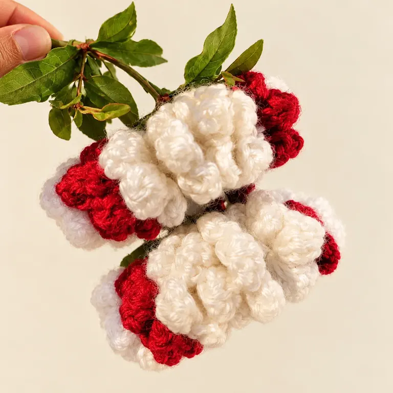 Rose & jasmine gajra — Red & ivory
